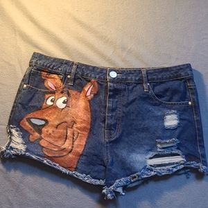Custom Scooby-Doo blue jean shorts